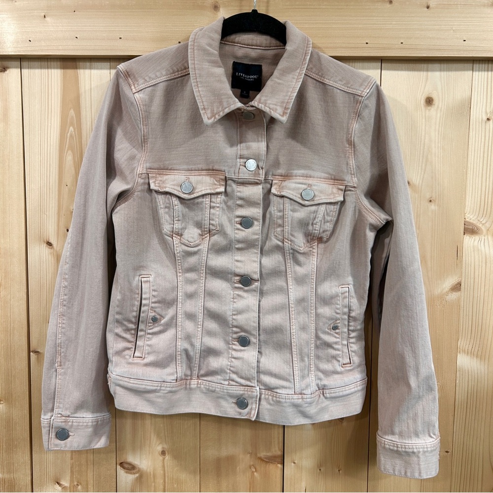Liverpool Los Angeles Classic Blush Stretch Denim Trucker Jacket, Small